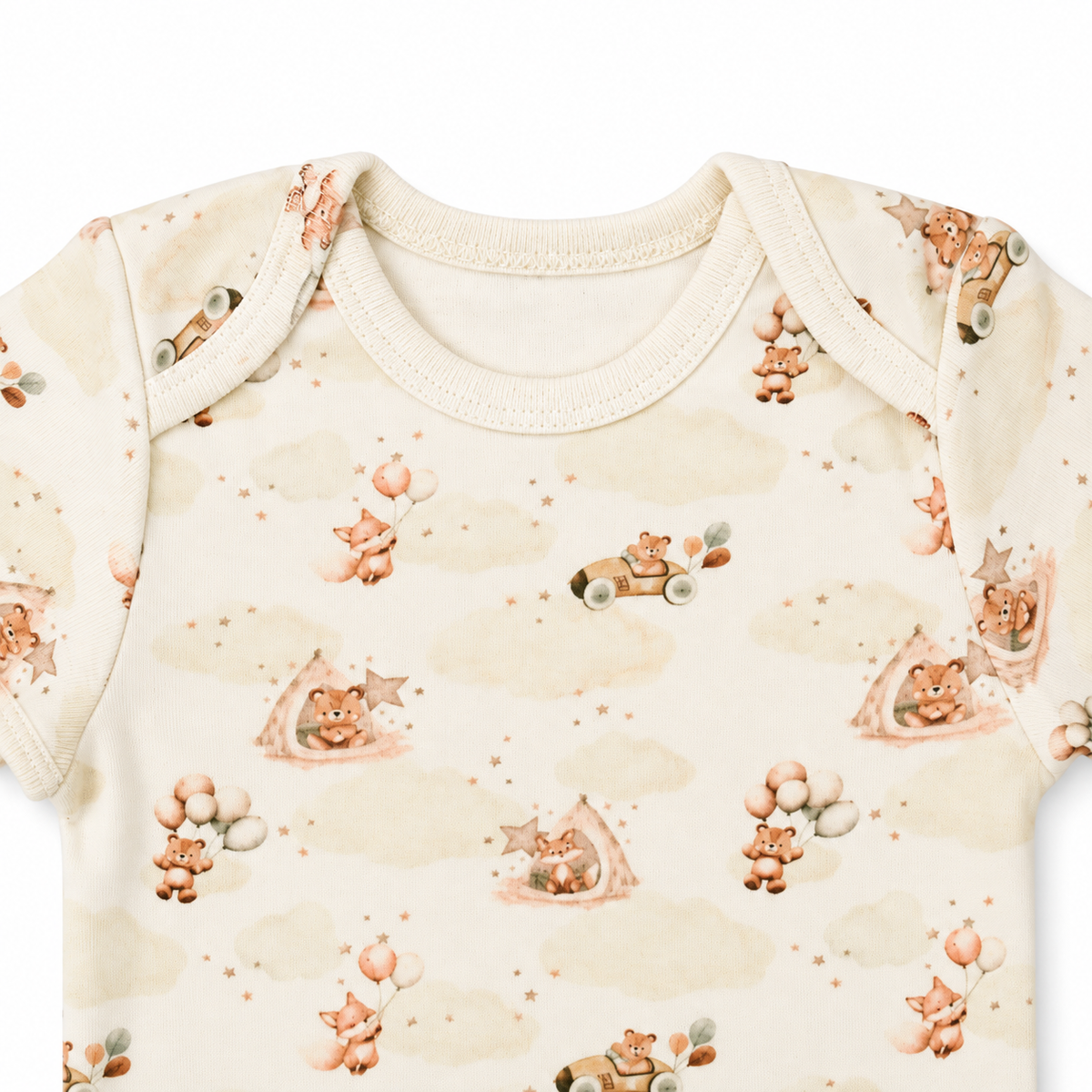 Short Sleeve Organic Baby Bodysuit 3  |  Cloudland Friends
