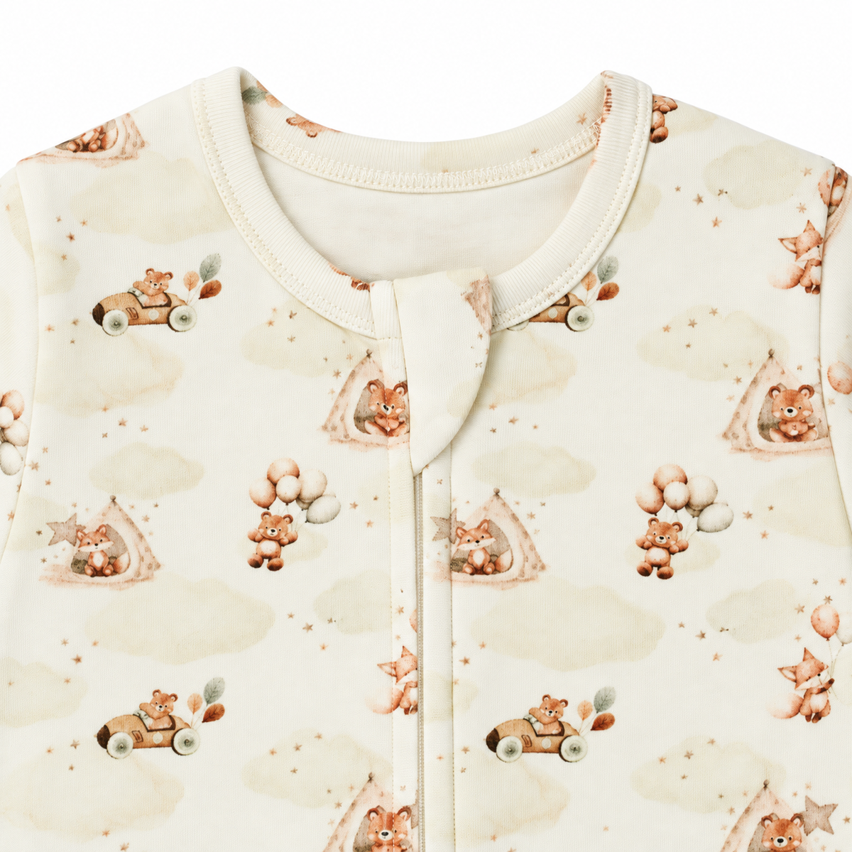 Long Sleeve Footed Zipsuit 3 | Cloudland Friends