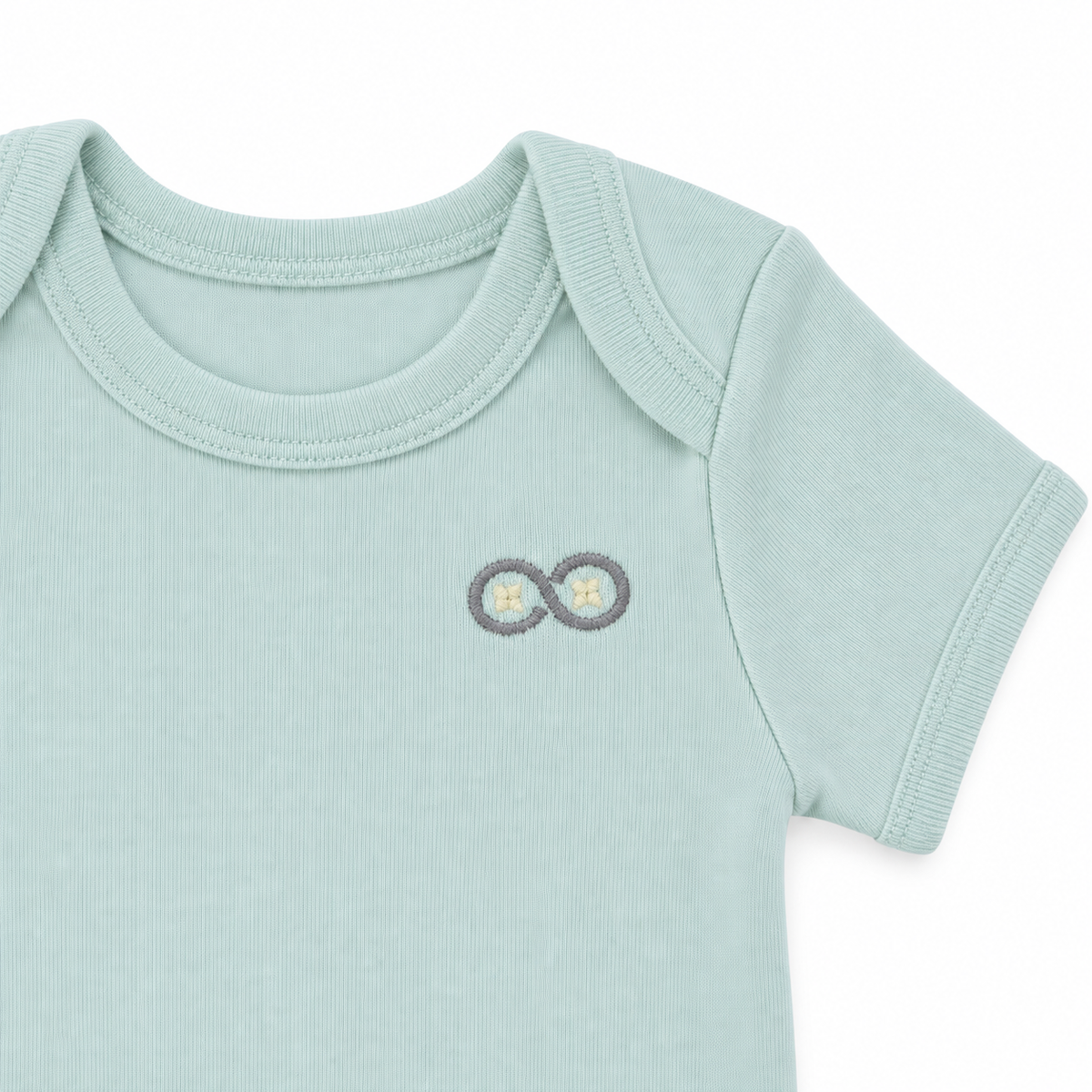 Short Sleeve Organic Baby Bodysuit 3  |  Sky Mist