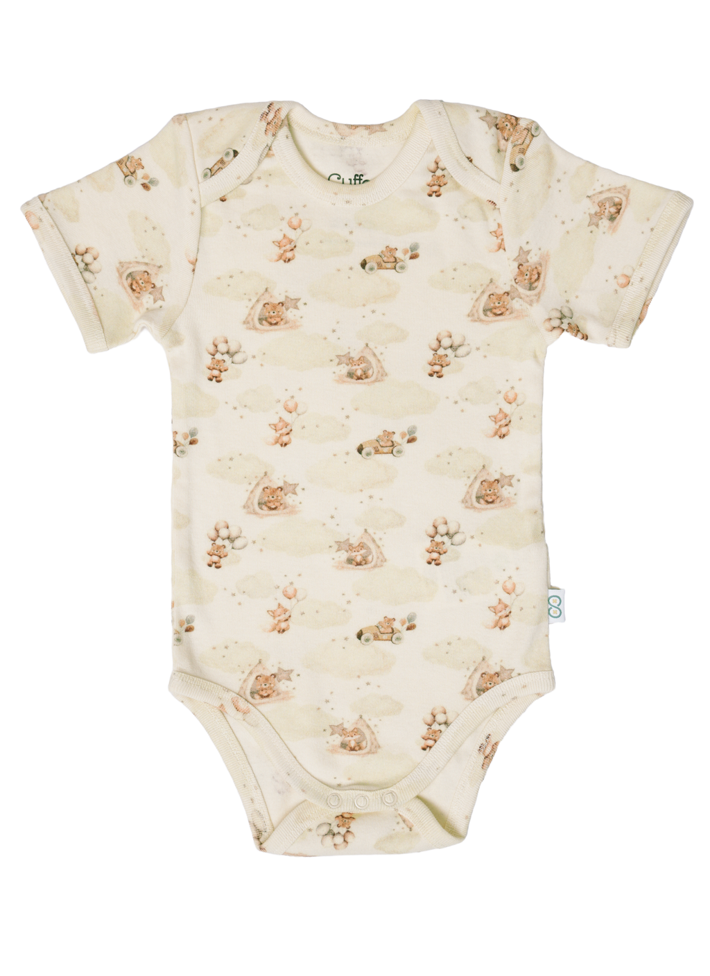Short Sleeve Organic Baby Bodysuit front  |  Cloudland Friends