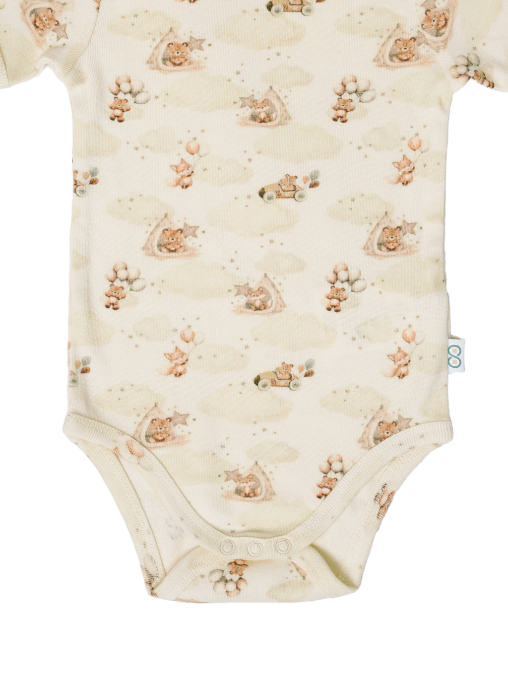Short Sleeve Organic Baby Bodysuit close snap  | Cloudland Friends