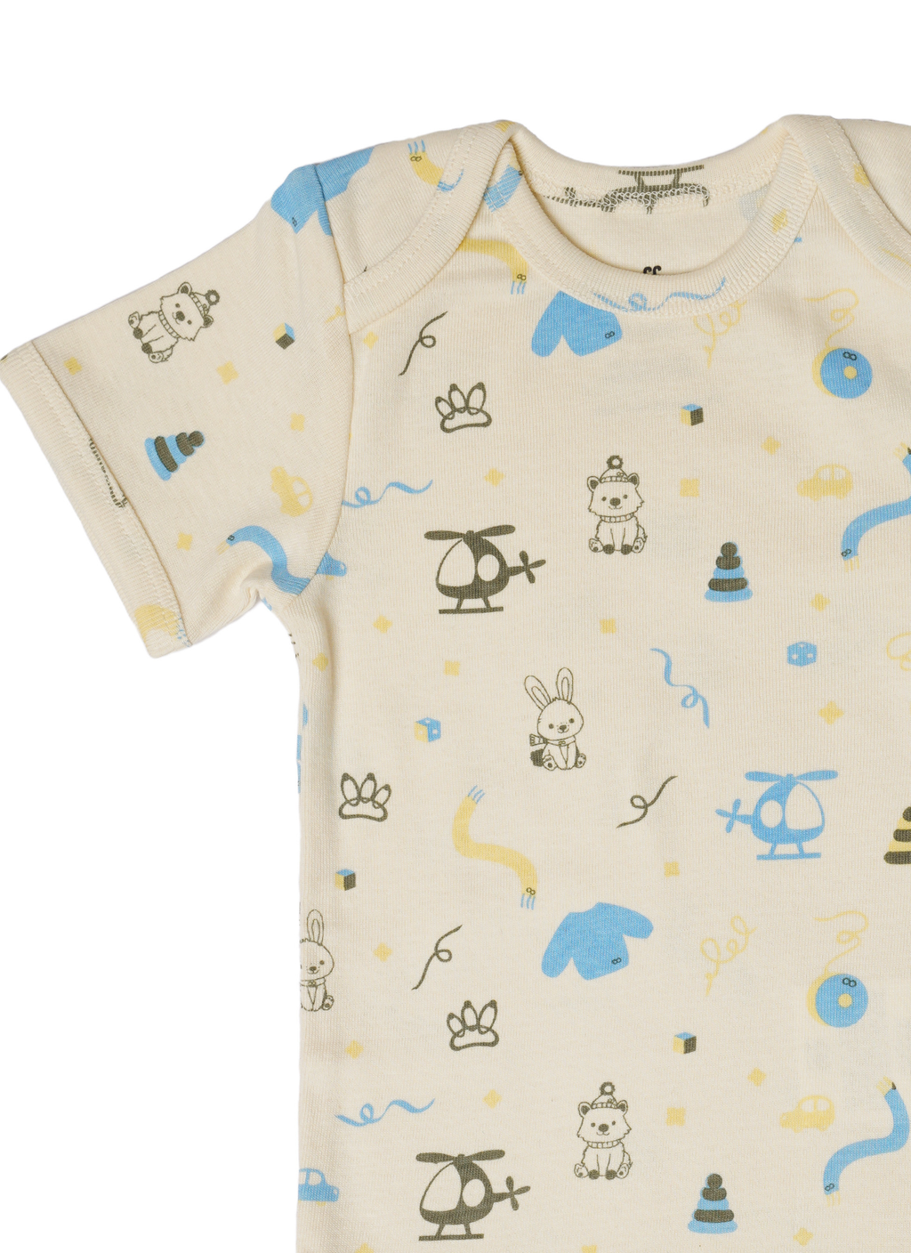 Short Sleeve Organic Baby Bodysuit neck  | Hoppers Lane