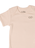 Short Sleeve Organic Baby Bodysuit neck  |  Powder Rose