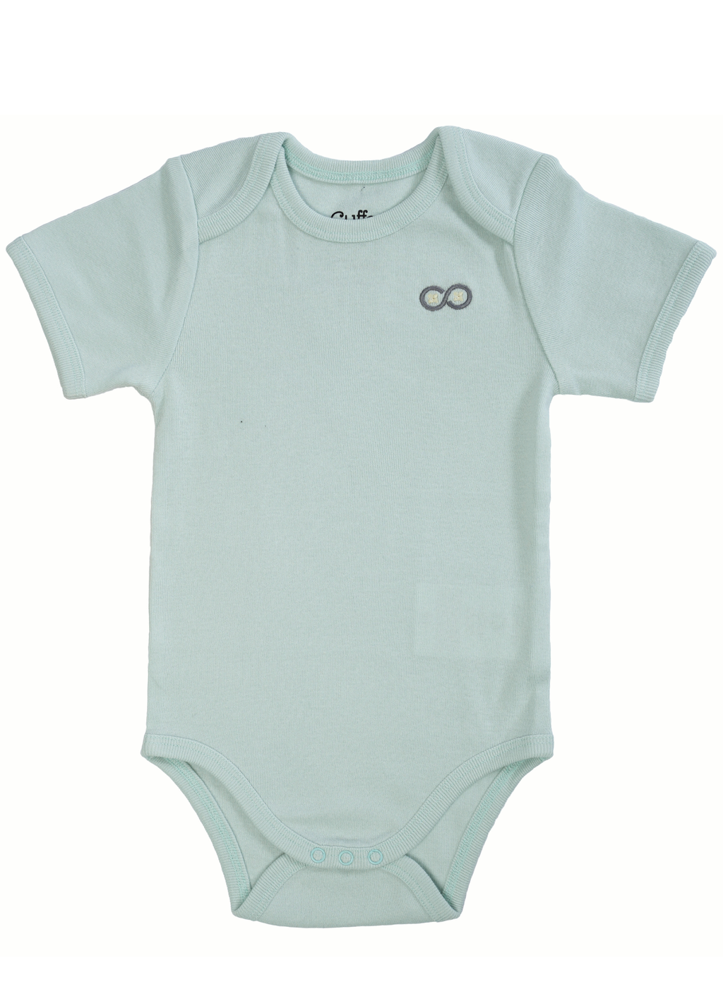 Short Sleeve Organic Baby Bodysuit front  |  Sky Mist