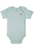 Short Sleeve Organic Baby Bodysuit front  |  Sky Mist