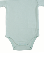 Short Sleeve Organic Baby Bodysuit close snap  |  Sky Mist