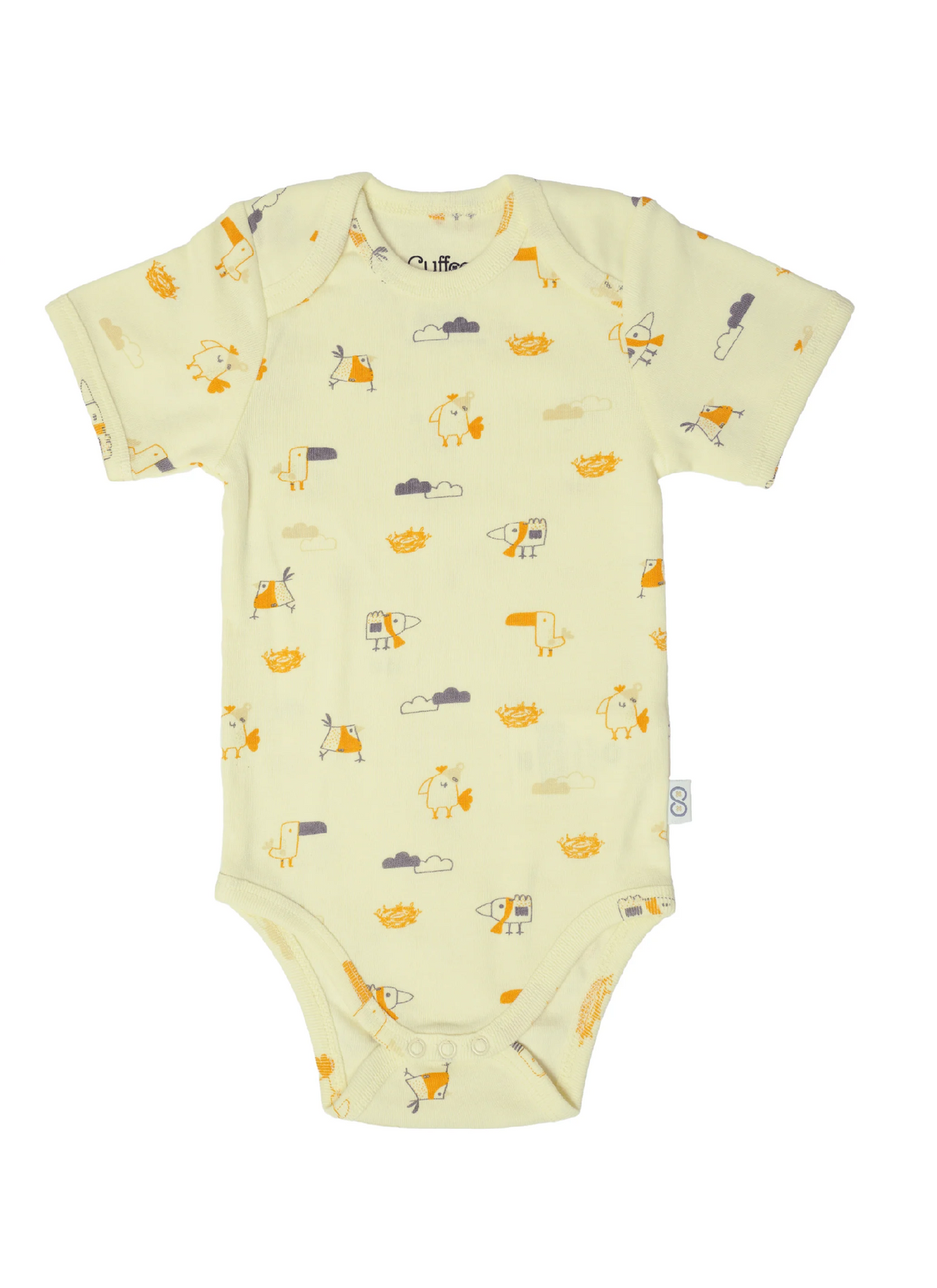Short Sleeve Organic Baby Bodysuit front | Tiny Wings