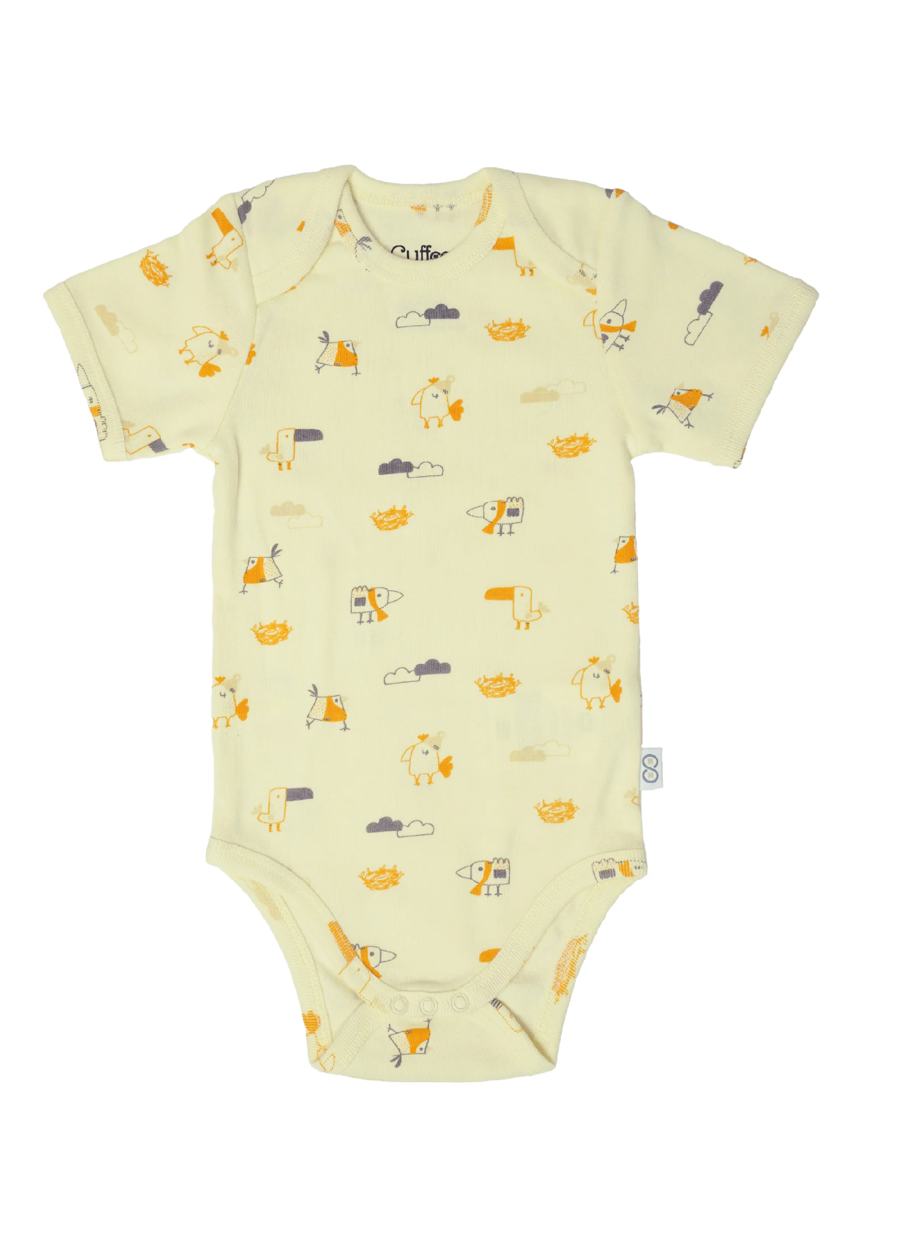 Short Sleeve Organic Baby Bodysuit front | Tiny Wings