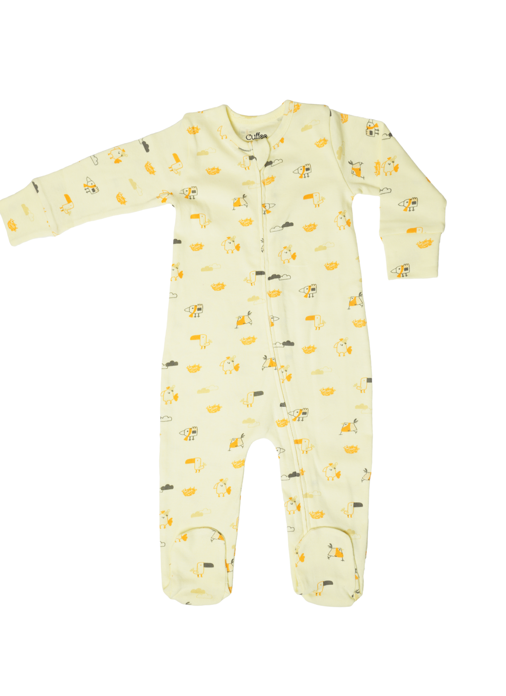 Long Sleeve Footed Zipsuit front | Tiny Wings
