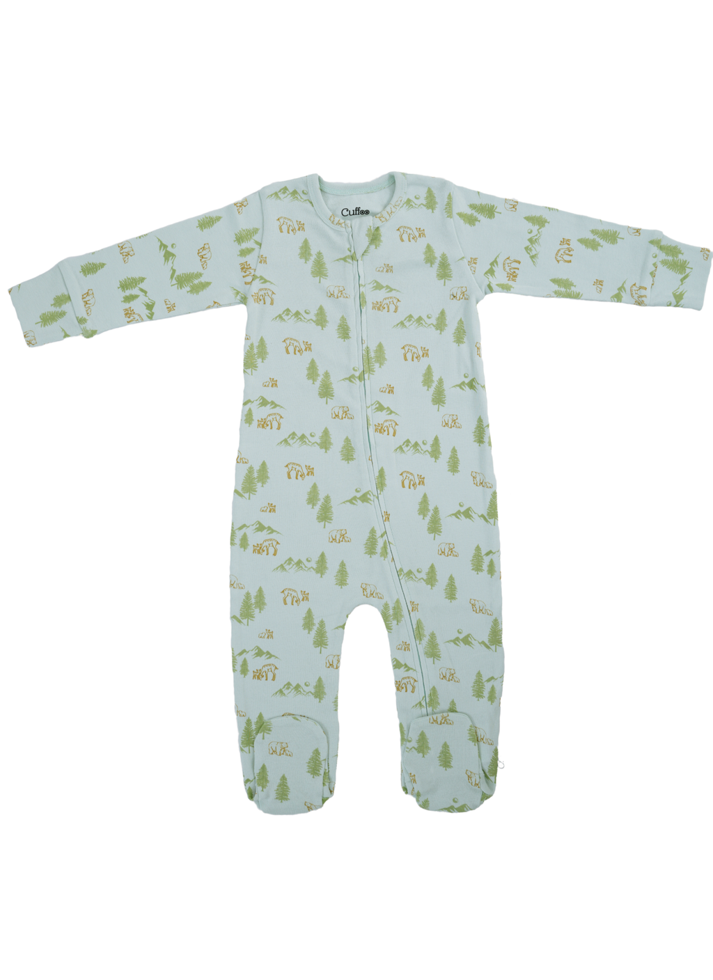 Long Sleeve Footed Zipsuit front | Woodland Trails